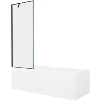 Mexen Cubik rechteckige Badewanne 160 x 70 cm mit Verkleidung und 1-flügliger Duschabtrennung 70 cm, Schwarzes Design - 55031607