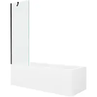 Mexen Cubik rechteckige Badewanne 170 x 70 cm mit Verkleidung und 1-flügliger Duschabtrennung 60 cm, transparent, Schwarz - 5503