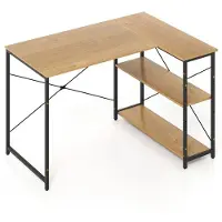 Helloshop26 Computer-Schreibtisch in L-Form, platzsparend 118 x 86 x 74 cm mit Regalen