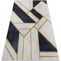 Rugsx Exklusiv EMERALD Teppich 1015 glamour, stilvoll Marmor, geometrisch dunkelblau / gold 80x150 cm