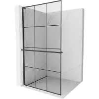 Mexen Kioto+ L Duschwand mit Ablage Walk-in 120 x 200 cm, schwarzes Muster, schwarz - 800-120-123-70-77