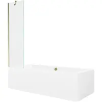 Mexen Cube rechteckige Badewanne 180 x 80 cm mit Verkleidung und 1-flügliger Duschabtrennung 50 cm, transparent, gold - 55051808