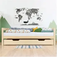 Benlemi Schublade Beistellbett BUDDY - auf Rollen - Naturholzfarbe - für Bett 120 x 160 cm