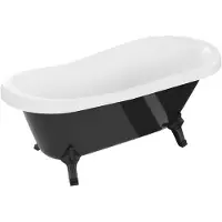 Mexen Retro freistehende Badewanne 150 x 73 cm, Weiß/Schwarz, Schwarze Beine - 53251507375-70