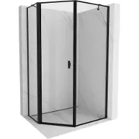 Mexen Mist asymmetrische fünfeckige Duschkabine links öffnend 90 x 100 cm, schwarzer Rahmen, schwarz - 8A8-090-100-70-70-L
