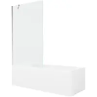 Mexen Cubik rechteckige Badewanne 170 x 70 cm mit Verkleidung und 1-flügliger Duschabtrennung 100 cm, transparent, chrom - 55031