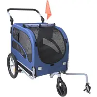 DUOKU Hundetransportanhänger - - 2 in 1 - 45 kg - Zusammenklappbar - Farbe Blau/Schwarz