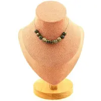 Bijoux Steine und Mineralien. Halskette mit 10 Drachenblut-Jaspis-Perlen 8 mm. Edelstahlkette Halskette für Frauen, Männer. Anpassbare Größe.