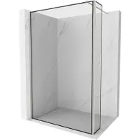 Mexen Kioto Walk-in-Duschwand 150 x 40 cm, schwarzes Muster, gebürstetes Nickel - 800-150-212-97-70-040
