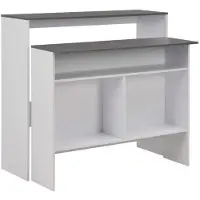 Helloshop26 Stehtisch Bar Bistro mit 2 weißen Tischplatten 130 cm 0902035