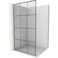 Mexen Kioto L Duschwand Walk-in 120 x 200 cm, schwarzes Muster, gebürstetes Gold - 800-120-103-55-77