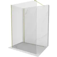 Mexen Kioto Duschwand Walk-in 130 x 120 cm, transparent, gebürstet Gold - 800-130-212-55-00-120