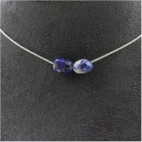 Bijoux Halskette - Ein - Lapis Lazuli - 2 Perlen - Edelstahl - Länge 45 cm