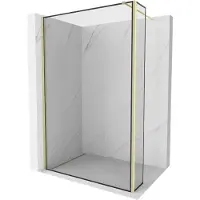Mexen Kioto Duschwand 2-teilig 120x40 cm Gold/schwarzes Muster