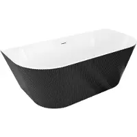 Mexen Oris freistehende geriffelte Wandbadewanne 170 x 80 cm, weiß/schwarz, Überlauf gebürstetes Nickel - 52871708075-97