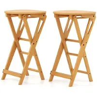 Helloshop26 Barhocker - - 36x33x61 cm - Bambus - Klappbar - Ergonomische Fußstütze