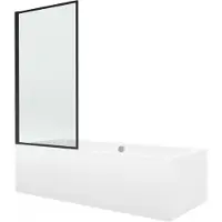 Mexen Cube Rechteckbadewanne 180 x 80 cm mit Verkleidung und 1-flügliger Duschabtrennung 80 cm, Schwarzes Design - 550518080X930