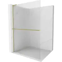 Mexen Kioto+ L Duschwand mit Wandregal 70 x 200 cm, klar, gebürstetes Gold - 800-070-123-55-09