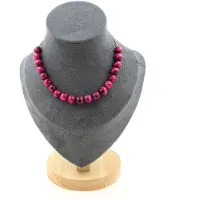 Bijoux Edelsteine und Mineralien. Halskette mit 20 Perlen aus Tigerauge fuchsia 8 mm. Stahlkette. Halskette für Frauen, Männer. Personalisierbare Größe.