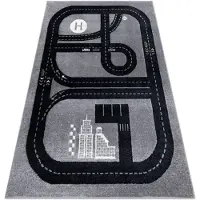 Rugsx Teppich FUN Track für Kinder, Straße, Stadt grau 80x150 cm