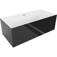 Mexen Nita freistehende Badewanne 170 x 80 cm, weiß/schwarz, gebürsteter Goldüberlauf - 52091708075-55