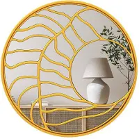 Helloshop26 Wandspiegel - - 20_0012866 - Rund 80 cm - Irregulärer goldener Rahmen - Modernes Design