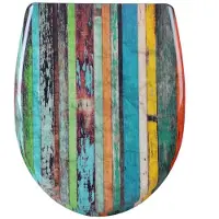 Helloshop26 WC-Sitz aus Duroplast im nostalgischen Multicolor mit sanfter Schließung und Schnellmontage
