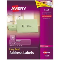 Avery Averyamp;reg; Easy Peel-Versandetiketten f?r Laserdrucker, 1 x 4, transparent, 1.000 pro Karton