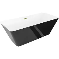 Mexen Velo Slim freistehende Badewanne 170 x 75 cm, weiß/schwarz, Überlauf gold - 52811707575-50