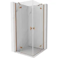 Mexen Mist H Duo Duschkabine schwenkbar 70 x 70 cm, transparent, gebürstetes Kupfer - 8A5-070L-070P-65-00