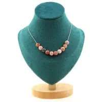 Bijoux Steine und Mineralien. Halskette 10 Perlen Sonnenstein 8 mm. Kette aus Edelstahl Halskette für Frauen, Männer. Personalisierte Größe
