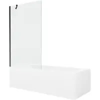 Mexen Vega rechteckige Badewanne 160 x 70 cm mit Verkleidung und 1-flügliger Duschabtrennung 100 cm, transparent, Schwarz - 5501