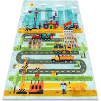 Rugsx JUNIOR 52105.801 Baustelle, Straßen für Kinder Anti-Rutsch - blau 160x220 cm