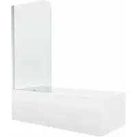 Mexen Cubik Rechteckbadewanne 150 x 70 cm mit Verkleidung und 1-flügliger Duschabtrennung 70 cm, Transparent, Chrom - 550315070X