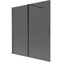 Mexen Velar Duschwand 2-flügelig verschiebbar 150 x 150 cm, grafit, gebürstetes Gun Gray - 896-150-000-41-66
