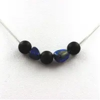 Bijoux Collier - Ein - Mattschwarzer Onyx 8 mm - Lapislazuli - Edelstahl - Länge nach Wahl
