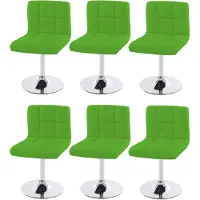 Mendler 6er-Set Esszimmerstuhl Drehstuhl Stuhl Cadiz Kunstleder Chrom grün