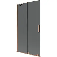 Mexen Velar Duschabtrennung 2-flügelig, verschiebbar 100 x 150 cm, graphit, gebürstetes Kupfer - 896-100-000-41-65