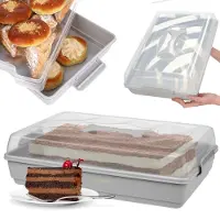 Kadax Kuchenbehälter aus Kunststoff zum Backen von Kuchen, rechteckig, groß