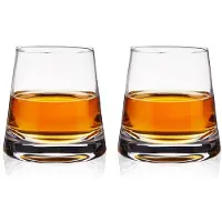 Viski Burke Whiskybrille mit Pyramidendesign Steine ??Glaskristall -abgewinkelte Becher fr Scotch und Cocktails klar 8 Unzen Set von 2