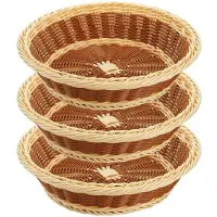 Melitt 3 StüCk Gewebte BrotköRbe 11,5 Zoll Runder Obstkorb Stapelbarer Servierhalter Imitation Rattan Korb für die KüChe