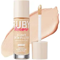 Ruby Kisses Glowy Skin Filter Foundation All-in-1-Primer, Hautt nung und Highlighter, feuchtigkeitsspendende leichte Deckkraft mit Squalan, nat