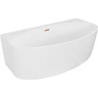 Mexen Bruna freistehende an der Wand stehende Badewanne 170 x 88 cm, weiß glänzend, gebürstetes Kupfer - 52731708800-65