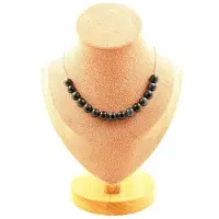 Bijoux Steine und Mineralien. Halskette mit 15 Perlen Augen von Falken 8 mm. Kette aus rostfreiem Stahl Halskette für Frauen, Männer. Anpassbare Größe.