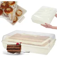 Kadax Kuchenbehälter aus Kunststoff zum Backen von Kuchen, rechteckig, groß