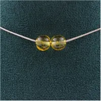 Bijoux Steine und Mineralien. Halskette mit 2 Citrin-Perlen 8 mm. Kette aus rostfreiem Stahl. Halskette für Frauen, Männer. Anpassbare Größe.