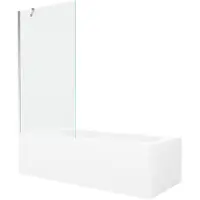 Mexen Vega rechteckige Badewanne 170 x 70 cm mit Verkleidung und 1-flügliger Duschabtrennung 90 cm, transparent, chrom - 5501170
