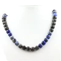 You do it Steine und Mineralien. Halskette mit Lapislazuli-Perlen aus Pakistan Qualität 5A + Labradorit 8 mm. Edelstahlkette.