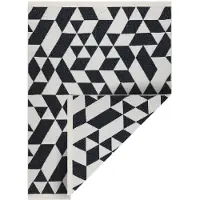Rugsx Teppich TWIN 22992 geometrisch, Baumwolle, doppelseitig, Ökologische Fransen - schwarz / creme 160x220 cm