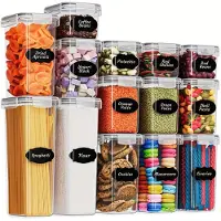 MaxPower 1/8/14/15/24/30/42 Pcs Dicke Getreide Lebensmittel Gläser Kühlschrank Klar Lagerung Container Mit Plasma